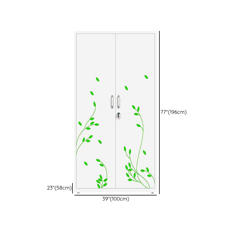 Modern Armoire Steel 2 Doors White Small Wardrobe Armoire with Lock