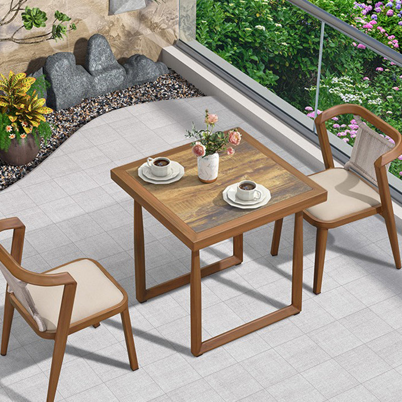 Modern Style Bistro Set 2/3 Pcs Wooden Top Metal Base Bistro Set