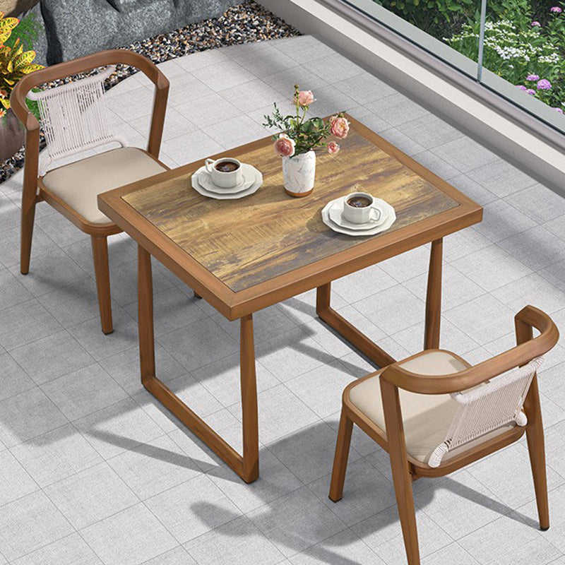Modern Style Bistro Set 2/3 Pcs Wooden Top Metal Base Bistro Set