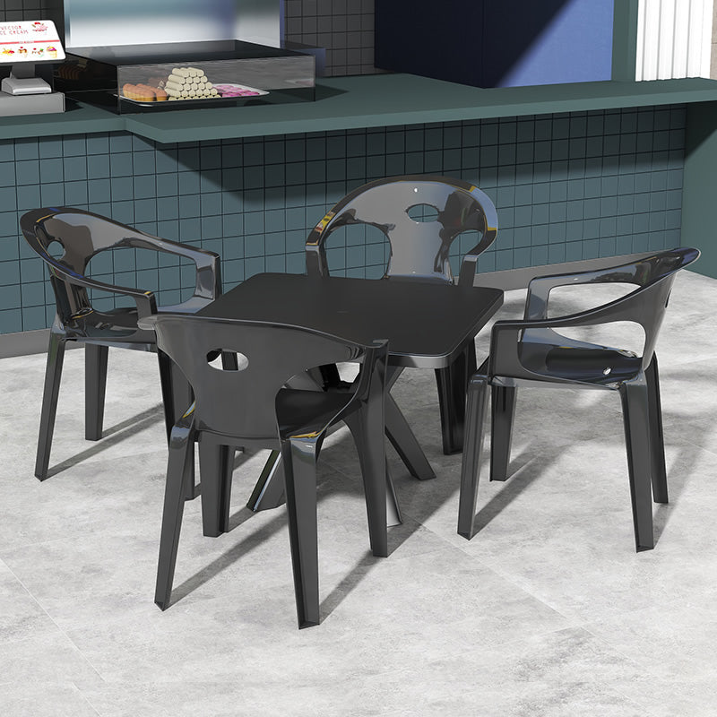 Modern Square Patio Dining Table 1/5 PCS Dining Set with Acrylic  Chairs for Outdoors