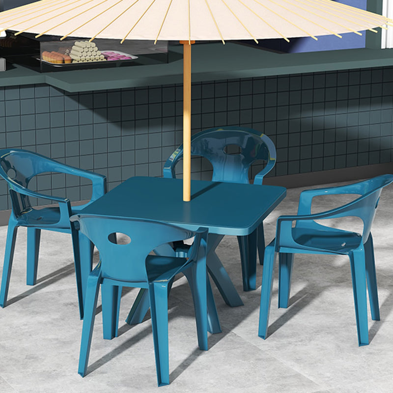 Modern Square Patio Dining Table 1/5 PCS Dining Set with Acrylic  Chairs for Outdoors