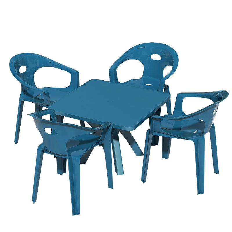 Modern Square Patio Dining Table 1/5 PCS Dining Set with Acrylic  Chairs for Outdoors