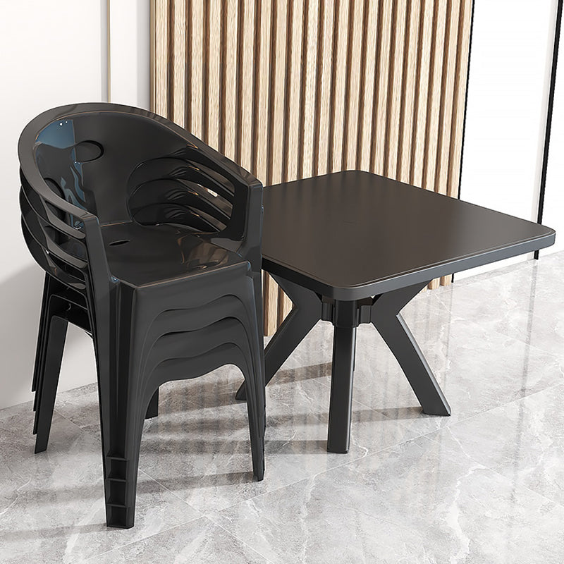 Modern Square Patio Dining Table 1/5 PCS Dining Set with Acrylic  Chairs for Outdoors