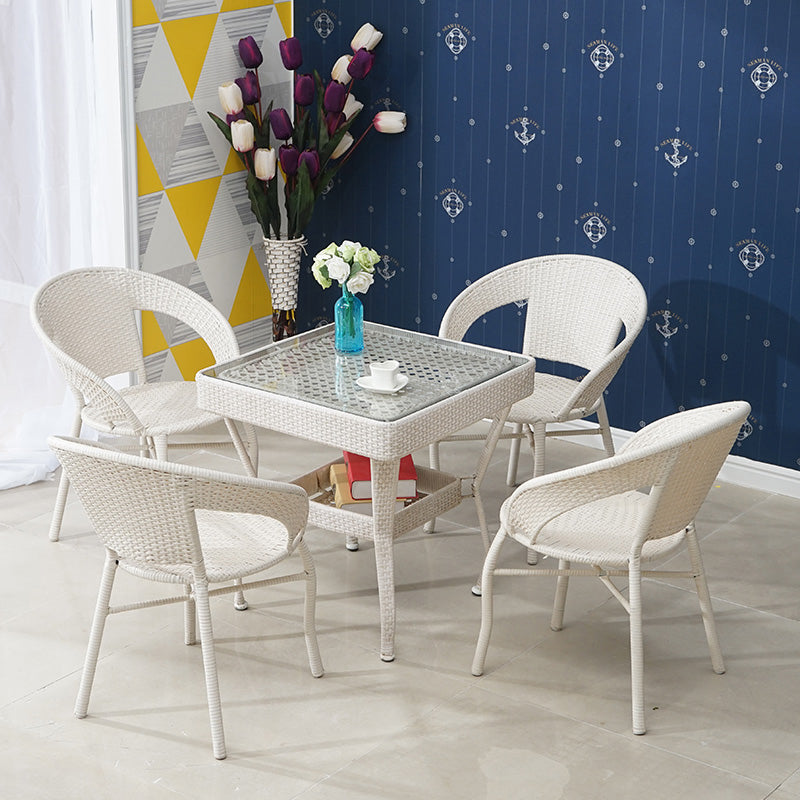 Wicker Modern Dining Table Set 1/3/4/5 Pcs Matte Finish Patio Set