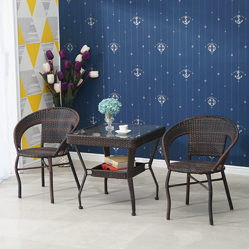 Wicker Modern Dining Table Set 1/3/4/5 Pcs Matte Finish Patio Set