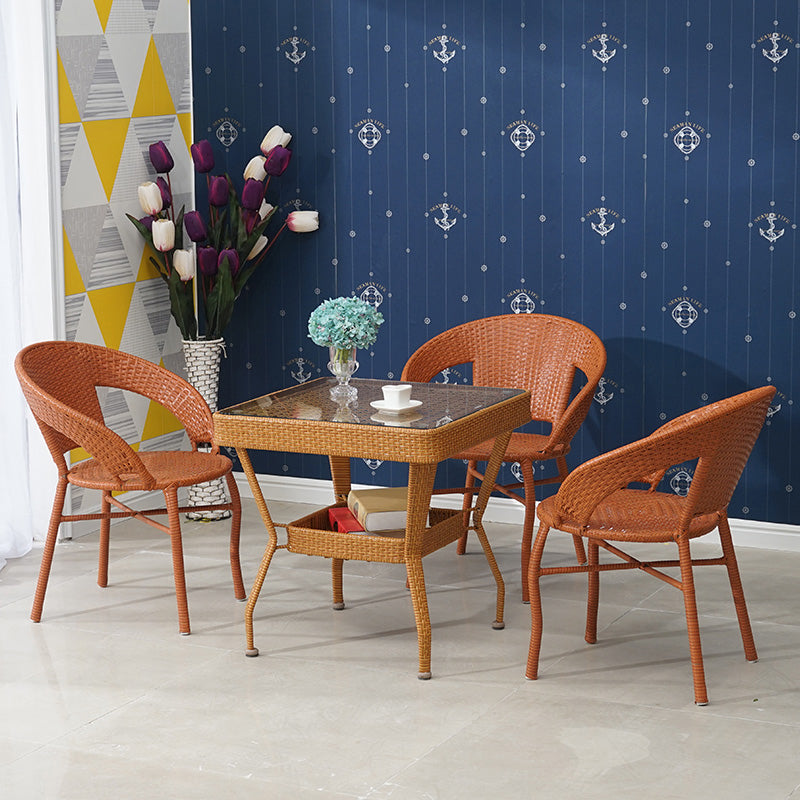 Wicker Modern Dining Table Set 1/3/4/5 Pcs Matte Finish Patio Set