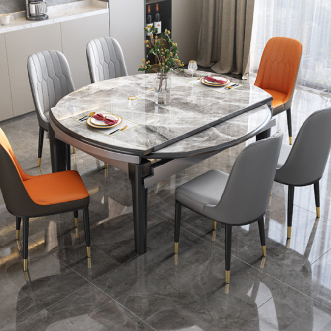 Modern Scalable Stone Dining Table Rubber Wood Legs for Dining Room