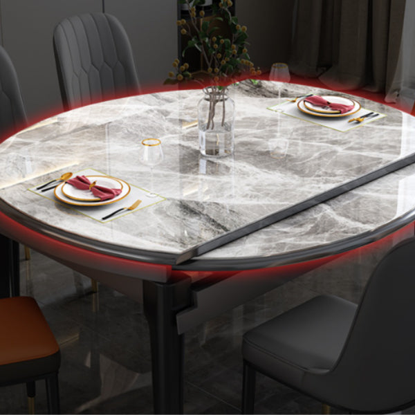 Modern Scalable Stone Dining Table Rubber Wood Legs for Dining Room