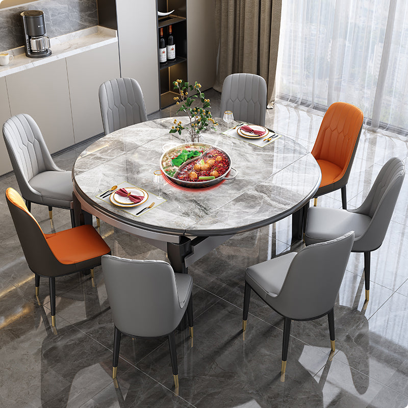 Modern Scalable Stone Dining Table Rubber Wood Legs for Dining Room