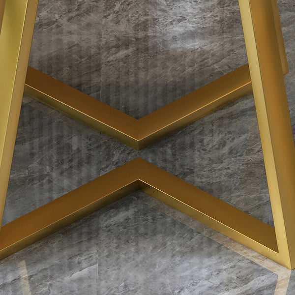 Glam Stone Square White Dining Table Metal Base for Dining Room