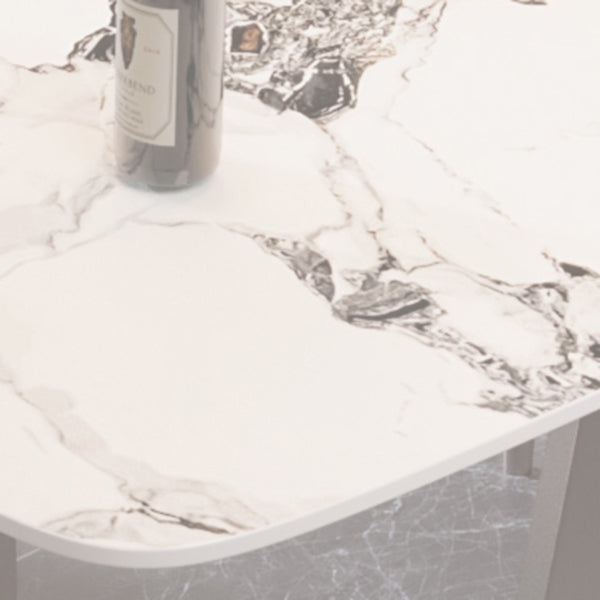 Modern Stone Rectangle Dining Table Metal Base for Dining Room