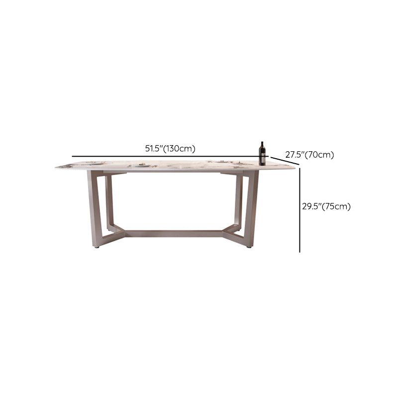 Modern Stone Rectangle Dining Table Metal Base for Dining Room