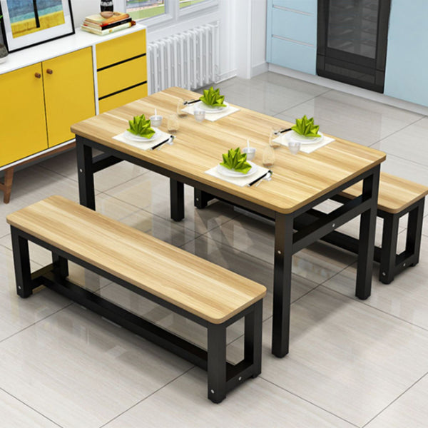 Modern Rectangle Wood Dining Table Metal Legs for Dining Room