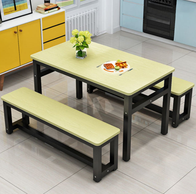 Modern Rectangle Wood Dining Table Metal Legs for Dining Room