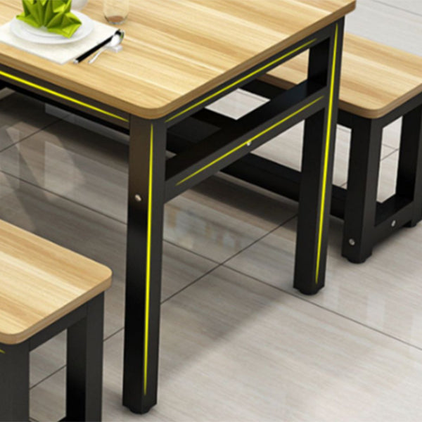 Modern Rectangle Wood Dining Table Metal Legs for Dining Room