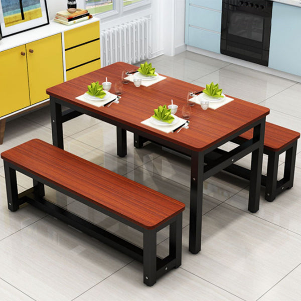 Modern Rectangle Wood Dining Table Metal Legs for Dining Room