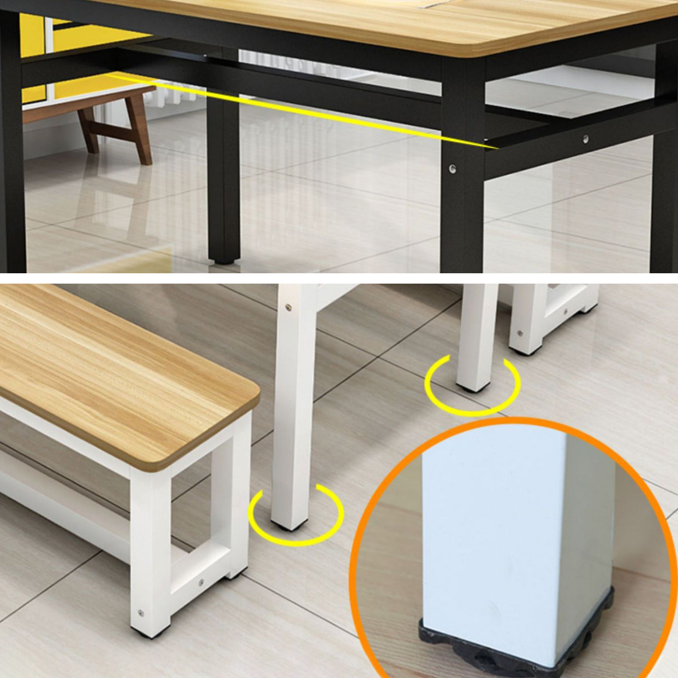Modern Rectangle Wood Dining Table Metal Legs for Dining Room