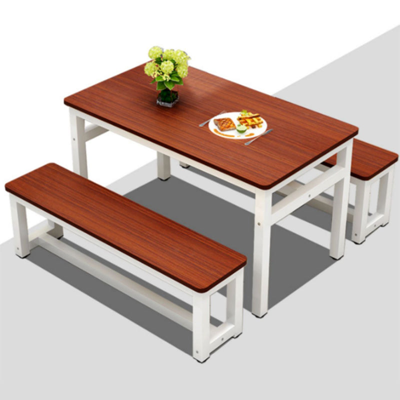 Modern Rectangle Wood Dining Table Metal Legs for Dining Room