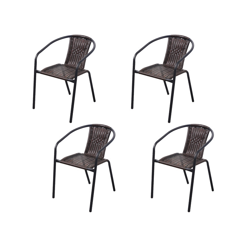 Modern Indoor-Outdoor Chair Metal Frame Stacking Dining Arm Chair