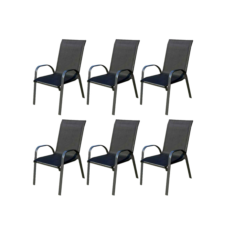 Metal Frame Dining Chair Modern Indoor-Outdoor Stacking Arm Chair