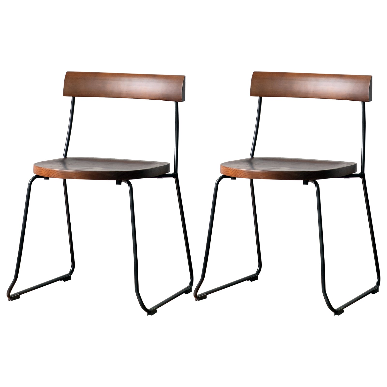 Modern Backrest Armless Wood Chair with Metal Legs for Dining Room