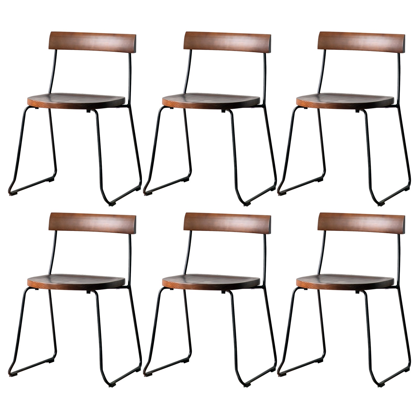 Modern Backrest Armless Wood Chair with Metal Legs for Dining Room