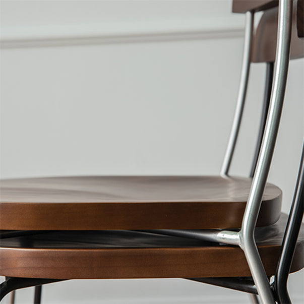 Modern Backrest Armless Wood Chair with Metal Legs for Dining Room