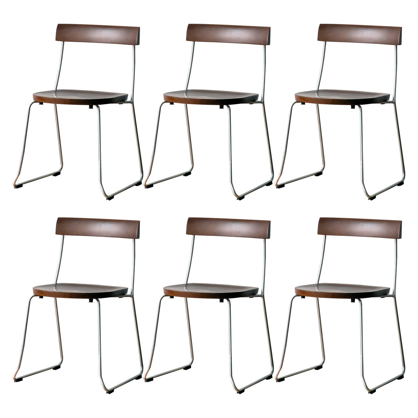 Modern Backrest Armless Wood Chair with Metal Legs for Dining Room