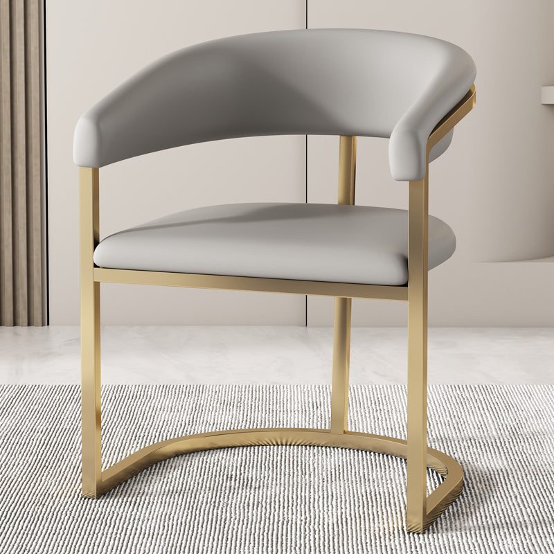 Modern Backrest Armrest Cushion Chair with Metal Base for Dining Room