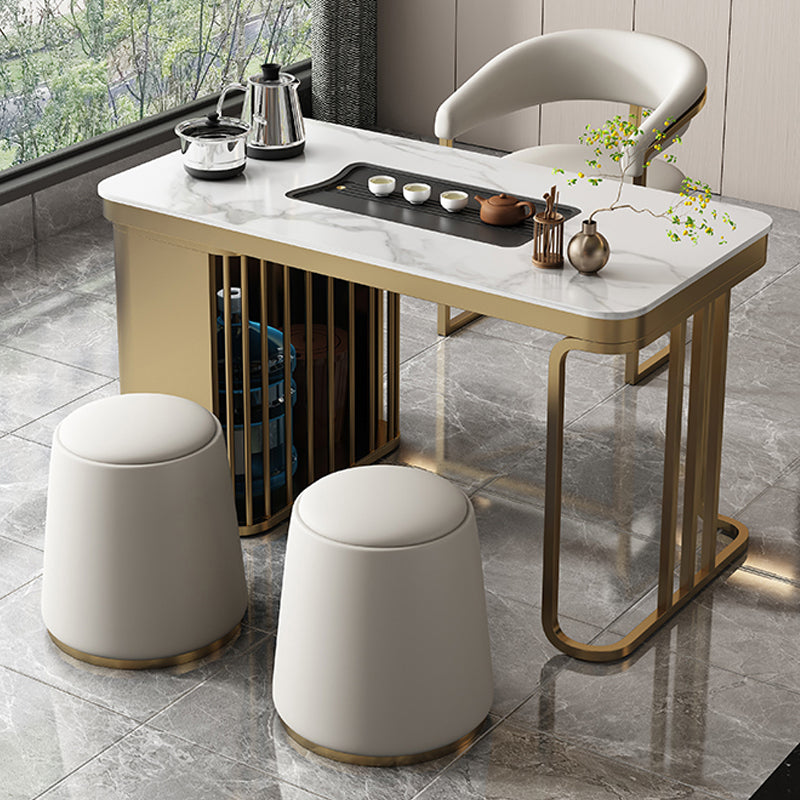 Modern Backrest Armrest Cushion Chair with Metal Base for Dining Room