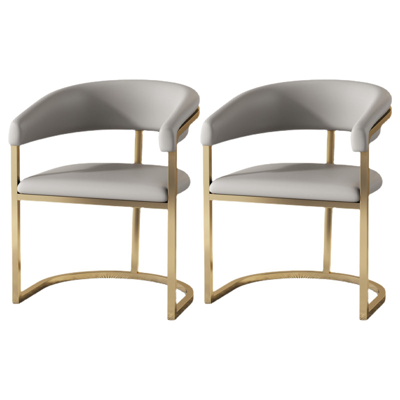 Modern Backrest Armrest Cushion Chair with Metal Base for Dining Room