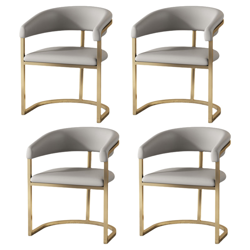 Modern Backrest Armrest Cushion Chair with Metal Base for Dining Room