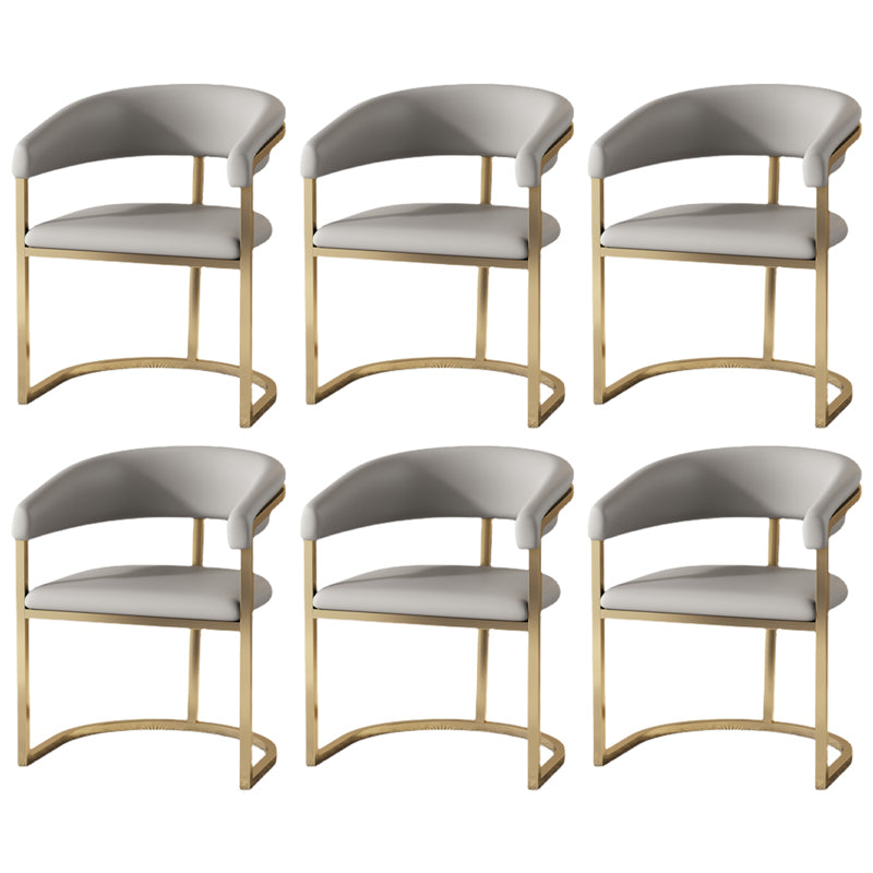 Modern Backrest Armrest Cushion Chair with Metal Base for Dining Room