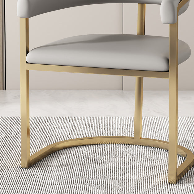 Modern Backrest Armrest Cushion Chair with Metal Base for Dining Room
