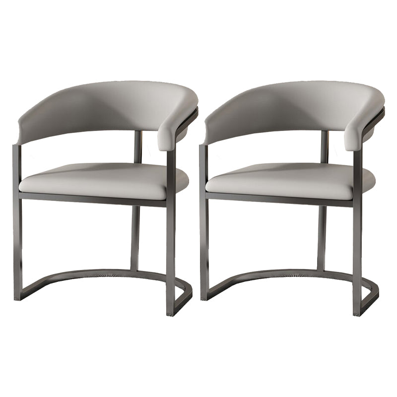 Modern Backrest Armrest Cushion Chair with Metal Base for Dining Room