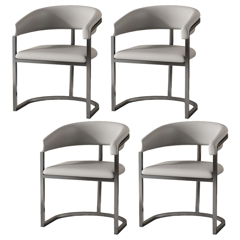 Modern Backrest Armrest Cushion Chair with Metal Base for Dining Room
