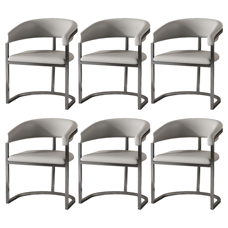 Modern Backrest Armrest Cushion Chair with Metal Base for Dining Room