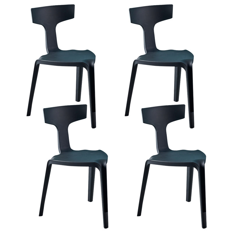 Contemporary Style Side Chair Plastic Slat Back Dining Room Chair for Indoor