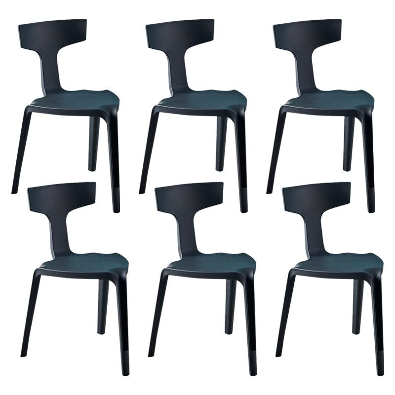 Contemporary Style Side Chair Plastic Slat Back Dining Room Chair for Indoor
