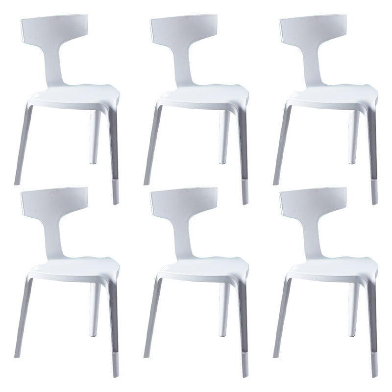 Contemporary Style Side Chair Plastic Slat Back Dining Room Chair for Indoor