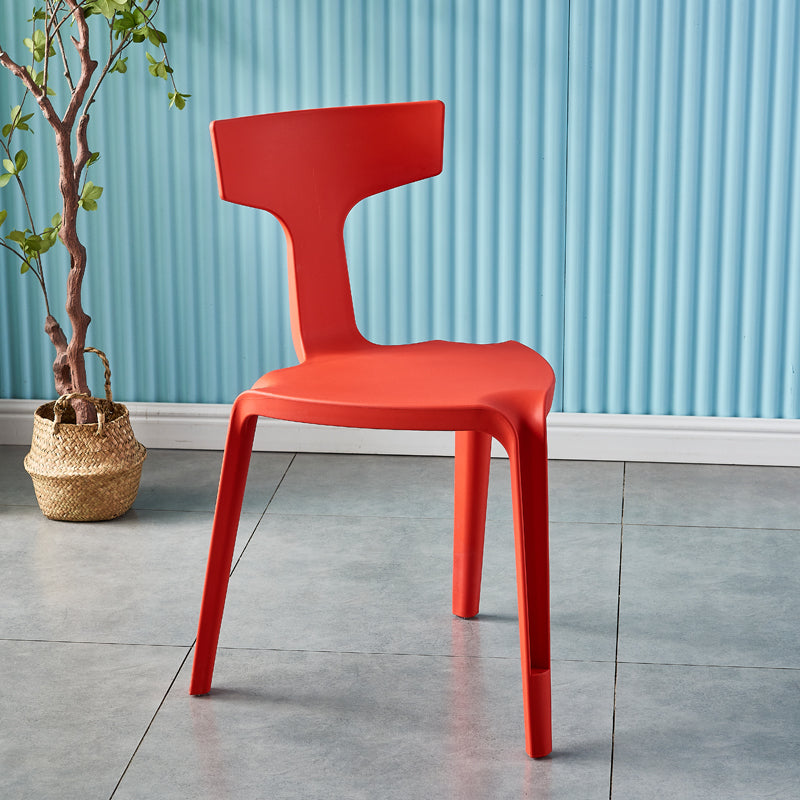 Contemporary Style Side Chair Plastic Slat Back Dining Room Chair for Indoor
