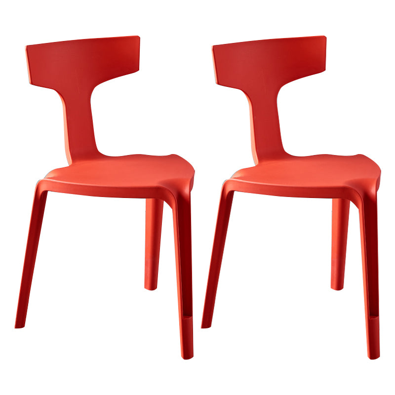 Contemporary Style Side Chair Plastic Slat Back Dining Room Chair for Indoor