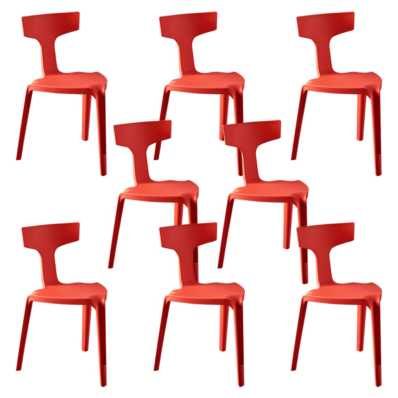 Contemporary Style Side Chair Plastic Slat Back Dining Room Chair for Indoor
