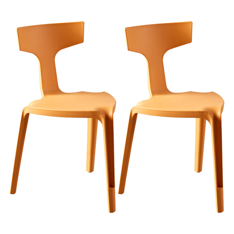 Contemporary Style Side Chair Plastic Slat Back Dining Room Chair for Indoor