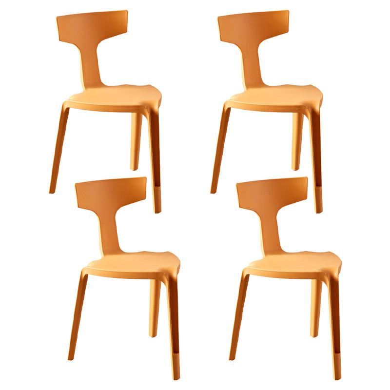 Contemporary Style Side Chair Plastic Slat Back Dining Room Chair for Indoor