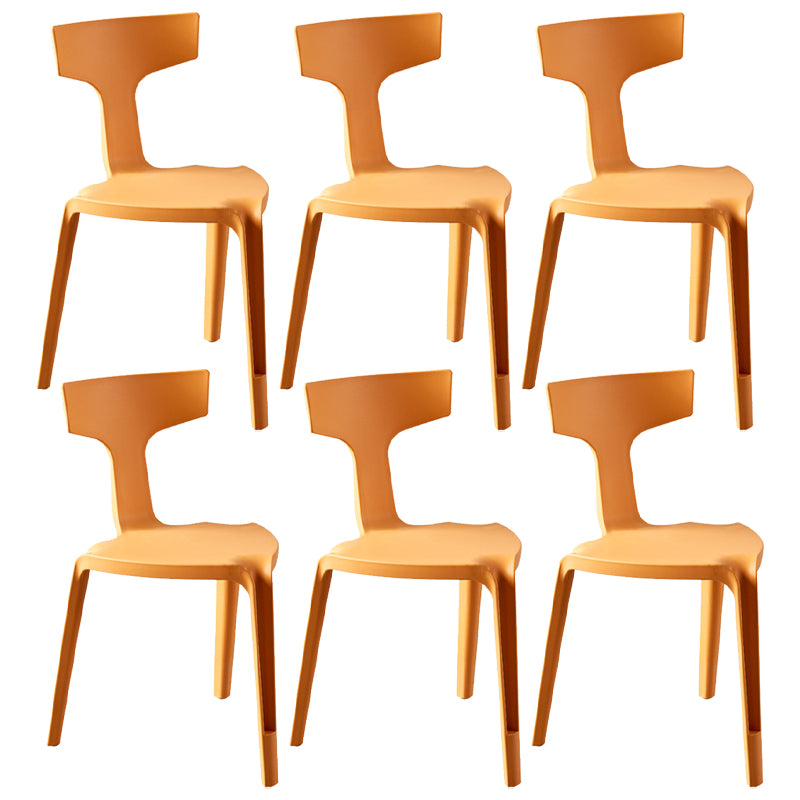 Contemporary Style Side Chair Plastic Slat Back Dining Room Chair for Indoor