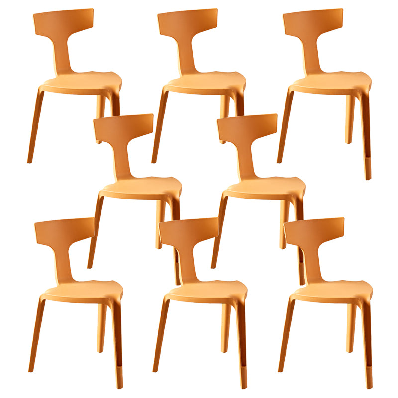 Contemporary Style Side Chair Plastic Slat Back Dining Room Chair for Indoor