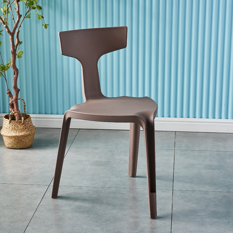 Contemporary Style Side Chair Plastic Slat Back Dining Room Chair for Indoor