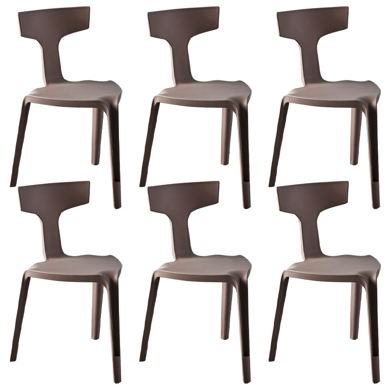 Contemporary Style Side Chair Plastic Slat Back Dining Room Chair for Indoor