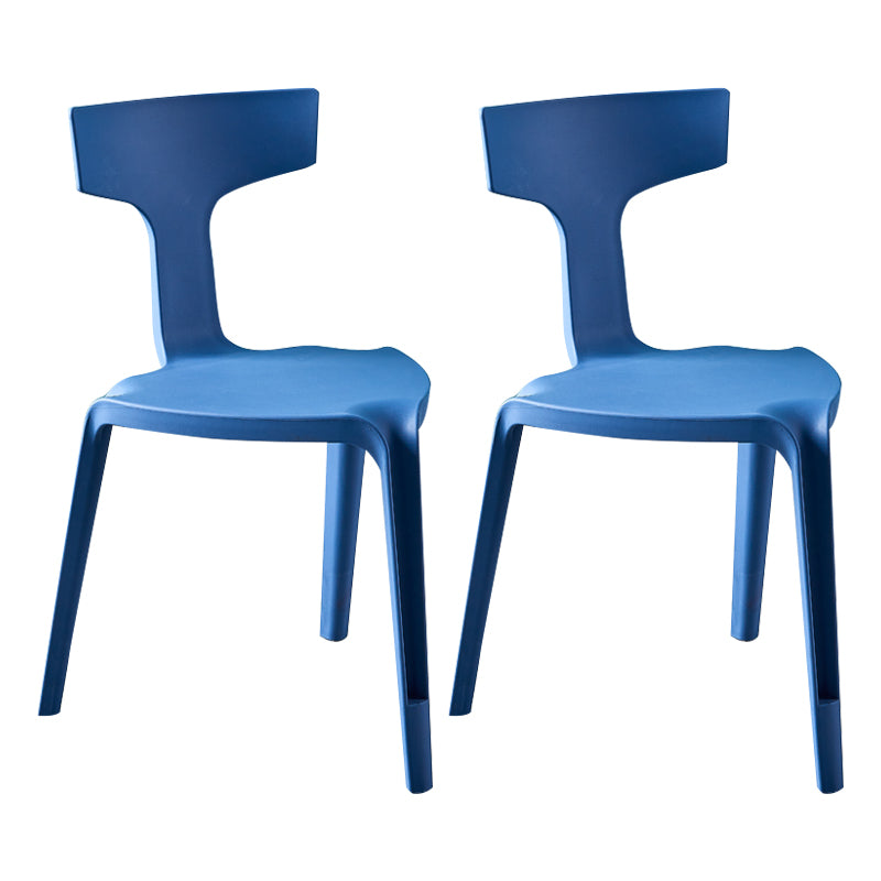 Contemporary Style Side Chair Plastic Slat Back Dining Room Chair for Indoor